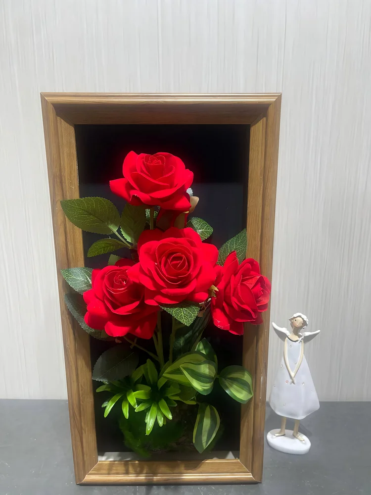 Lifelike & Eco-Friendly Artificial Red Rose Framed Botanical Display 🌹（Size 9*18 in）