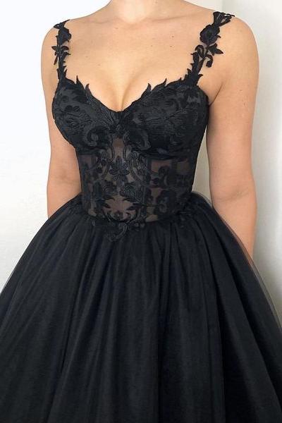 Lvs&Broner Sweetheart Spaghetti Strap Sleeveless A Lone Prom Dress With Embroidery