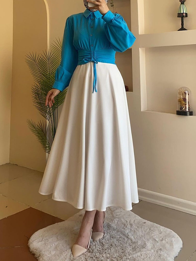 Simple Long-sleeved Tunic Shirt & Skirt Two-piece Set | Oxredo Shop Ramadan Sale