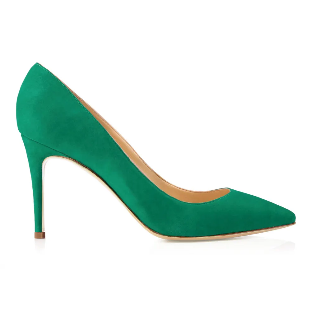 90mm Middle Heels Pointy Toe Pumps-vocosishoes
