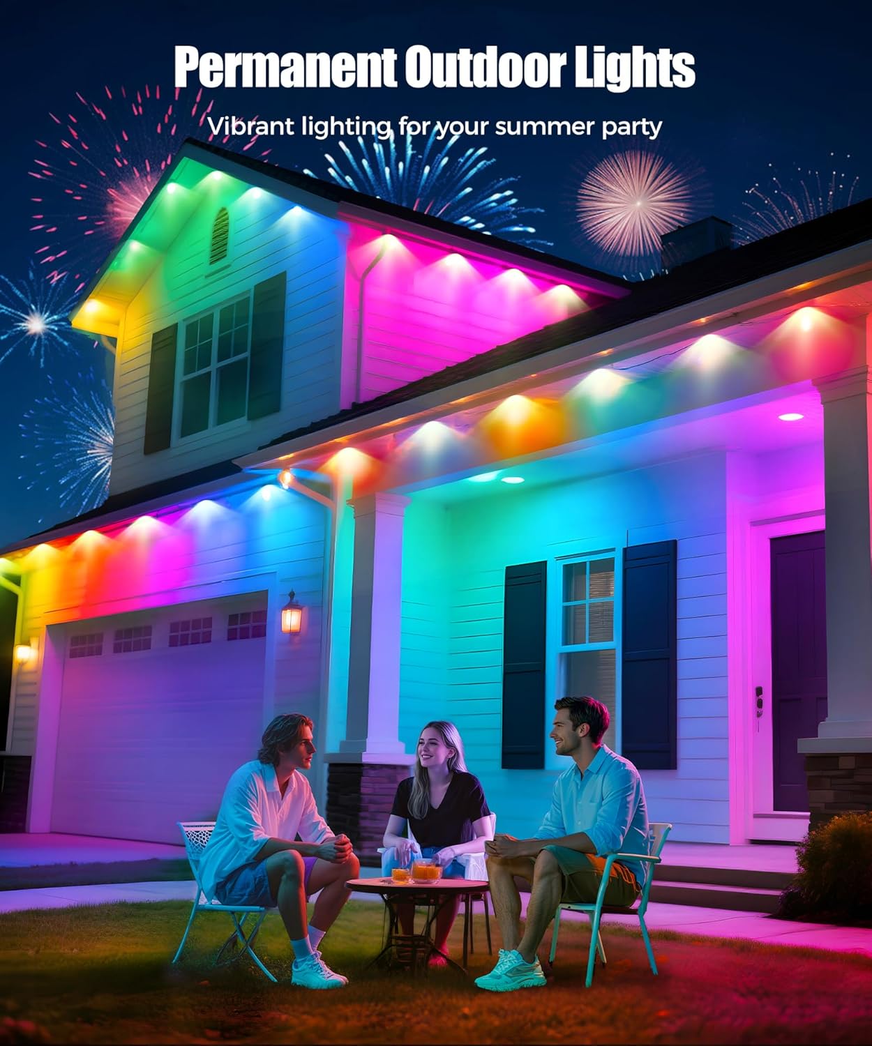 Tegooe Smart RGBIC Permanent Outdoor String Lights IP65 Rated
