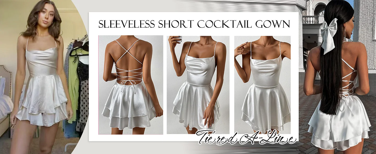 Tiered A-Line Sleeveless Short Cocktail Gown Mini Sundress