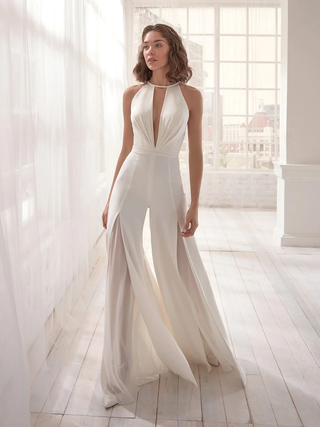 2023 new in summer Jumpsuits White Deep V Neck Sleeveless High Splice Fashion And  Summer Bodycon Party Rompers
