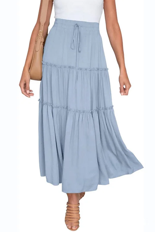 Kelsidress Bohemia Tie Waist Ruched Swing Skirts