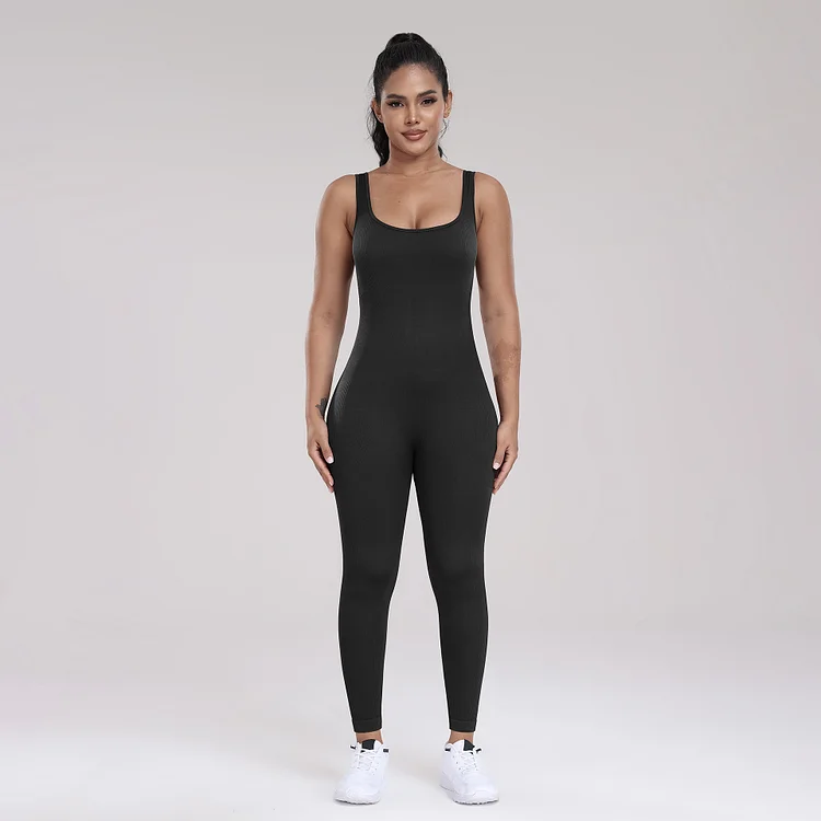 PASUXI Girls Jumpsuits Square Neck Skinny Rompers Fitness Bodysuit Workout Women's Jumpsuits Playsuits huanwei