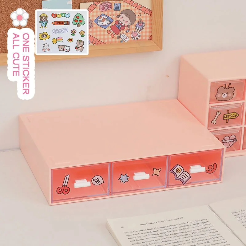 W&G Ins Drawer Type Desktop Storage Box Transparent Student Dormitory Miscellaneous Cosmetics Rack Desk Kawaii Organize Box 2021