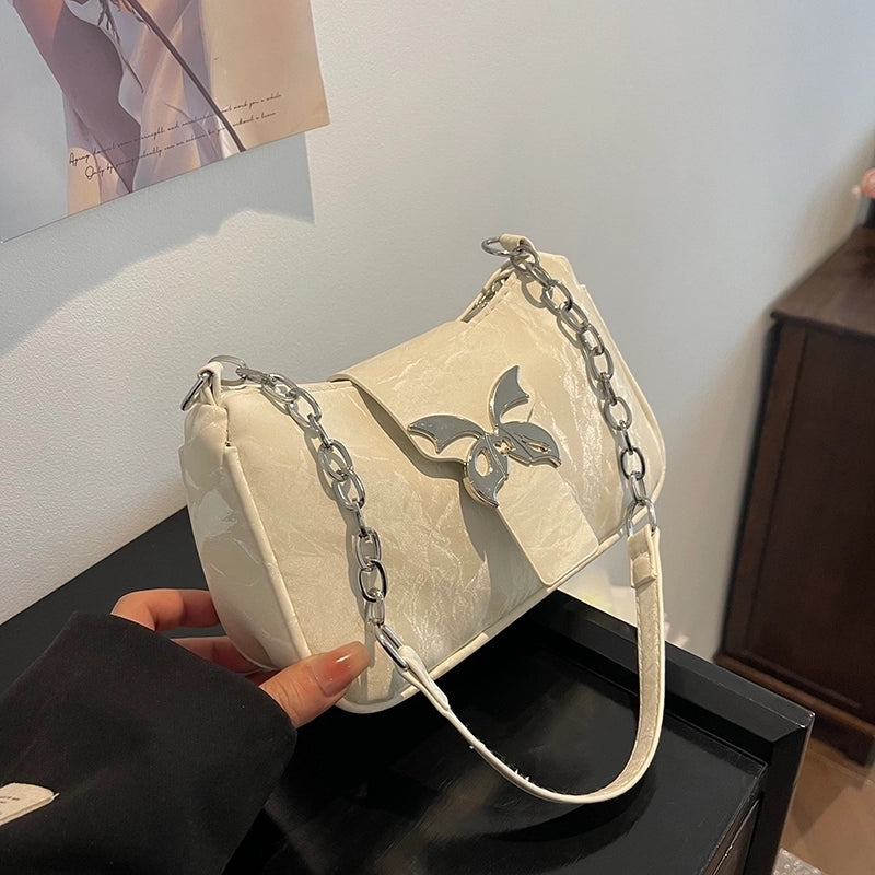 Women’s Medium Pu Leather Solid Color Streetwear Zipper Underarm Bag