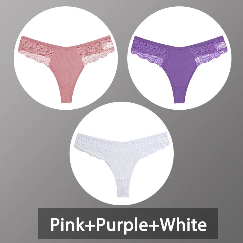 Billionm Women Cotton Panties Sexy Lace Underwear G-String Thong Perspective Hollow Out Lingerie Female Comfortable Low Waist Underpant