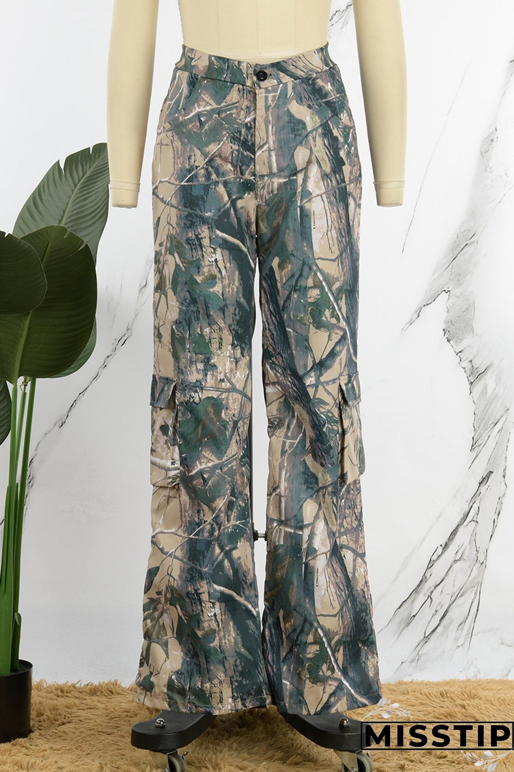 Multicolor Casual Print Patchwork Regular High Waist Conventional Full Print Trousers