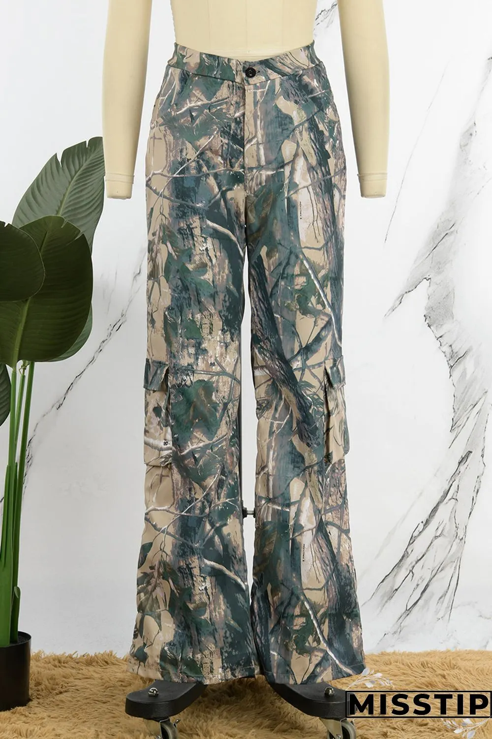Multicolor Casual Print Patchwork Regular High Waist Conventional Full Print Trousers