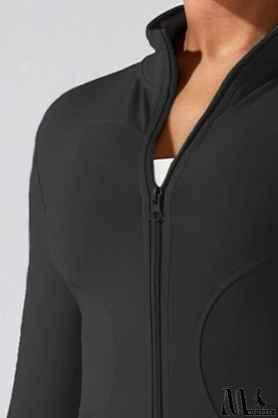 MidiSono - Zip Up Mock Neck Active Outerwear