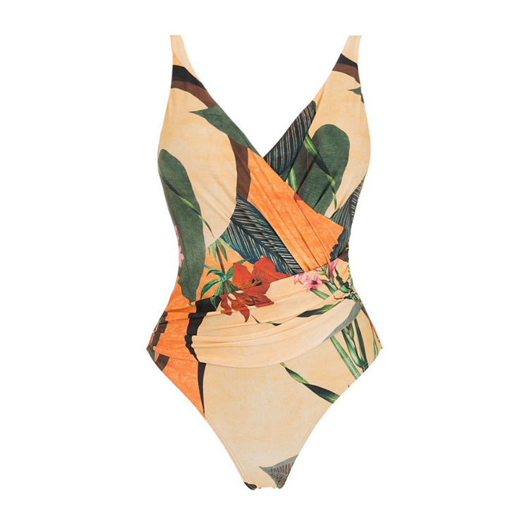 Backless Printed One Piece Swimsuit and Sarong Flaxmaker