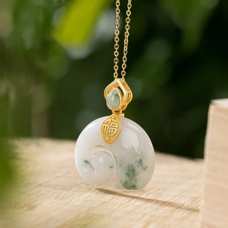 925 Sterling Silver Jade Elephant Abundance Necklace Pendant