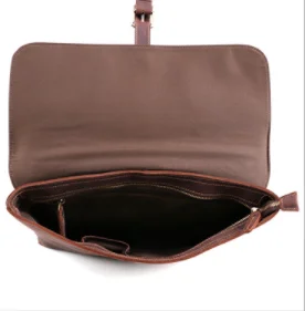 Rustic distressed leather crossbody bag , slim leather computer laptop bag for men , brown leather shoulder messenger bag.