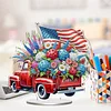 America Flag Car DIY Acrylic Desktop Diamond Art Kit Single-Sided for Home Decor