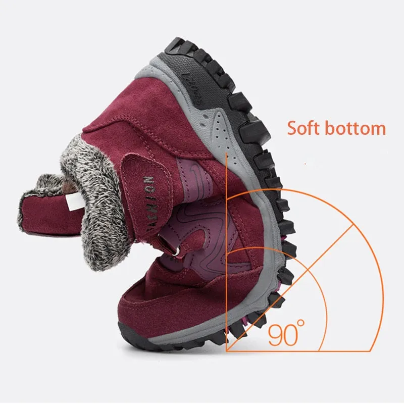 Lucyever New Waterproof Snow Boots Women Winter 2021 Hook Loop Warm Thick Plush Ankle Boots Woman Soft Non-slip Hiking Shoes