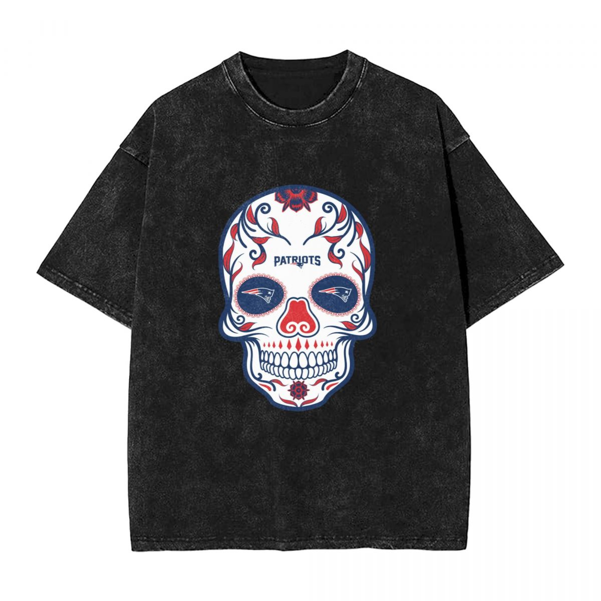 New England Patriots Skull Printed Vintage Men's Oversized T-Shirt