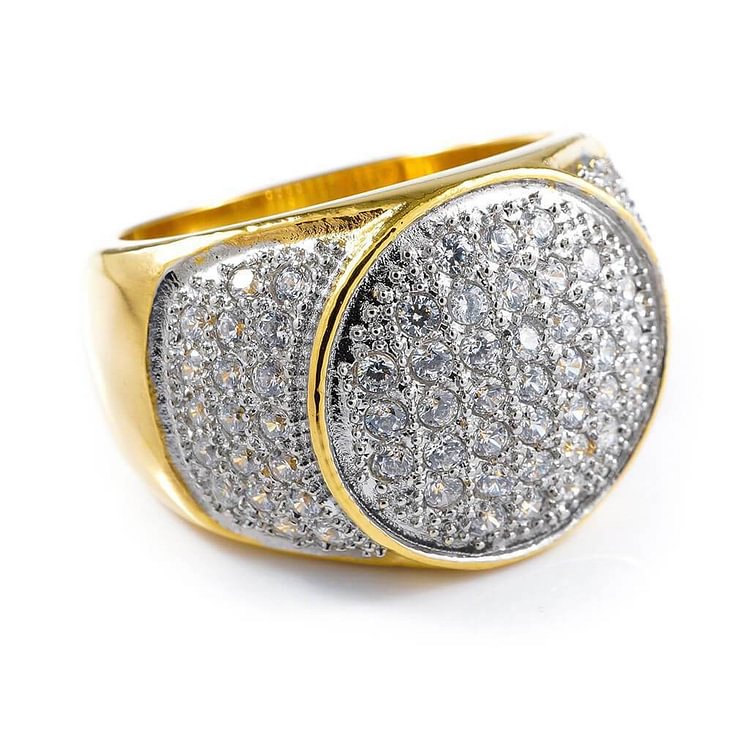 Gold Iced Stainless Steel Presidential Ring