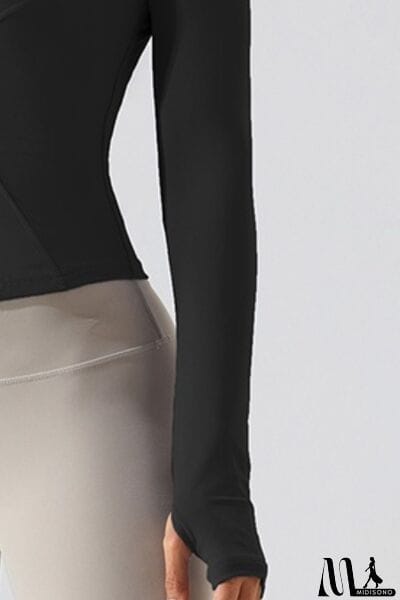 MidiSono - Zip Up Mock Neck Active Outerwear