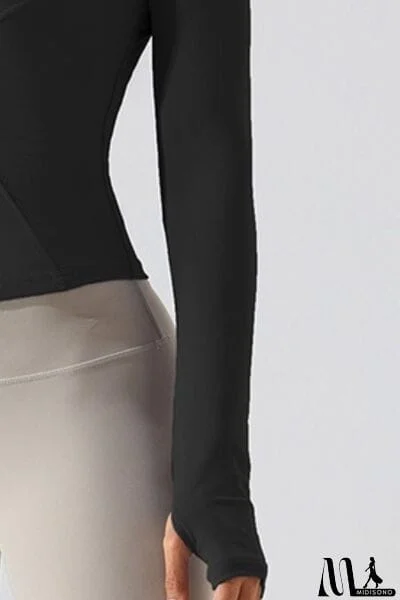 MidiSono - Zip Up Mock Neck Active Outerwear