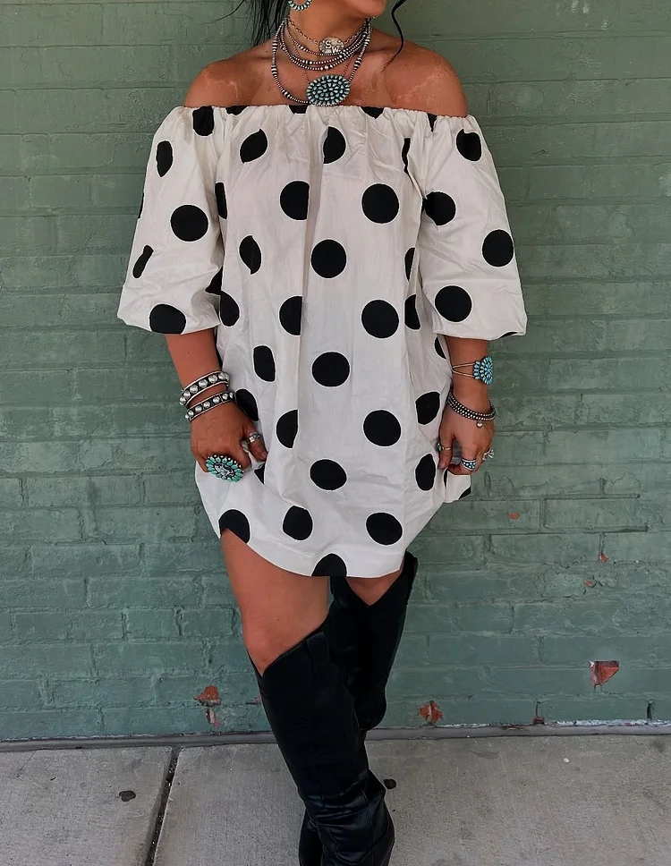 Off-shoulder Puff Sleeve Dress