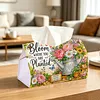 (24cm)Diamond Art Tissue Box DIY PU Napkin Cover for Home Decoration(Plant)