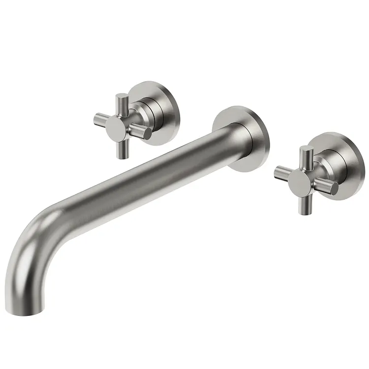 EVERSTEIN Two-Handle Wall Mount Bathtub Faucet in Brushed Nickel, 11.69" Spout Reach