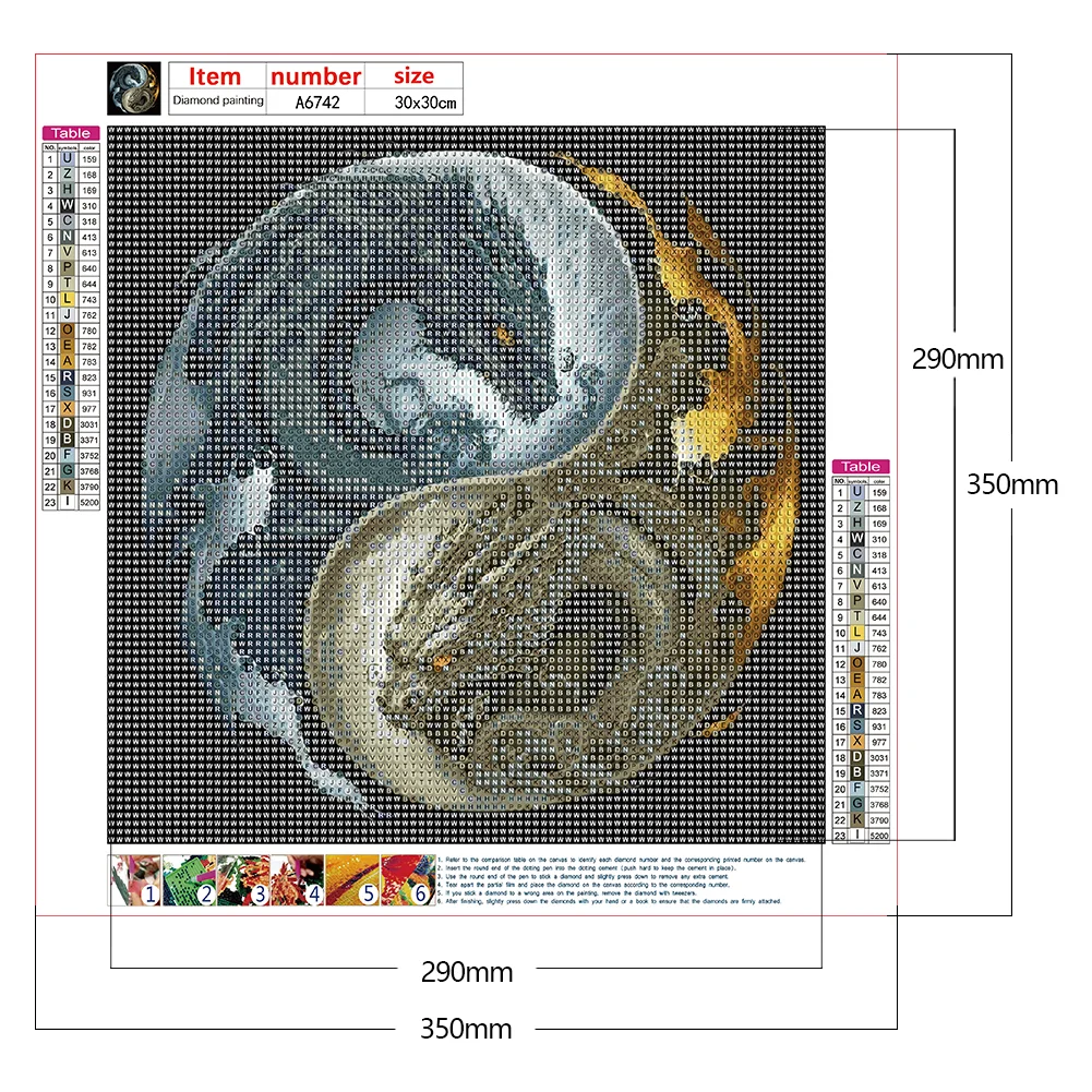 Diamond Painting - Full Round Drill - Yin Yang Dragon(30*30cm)
