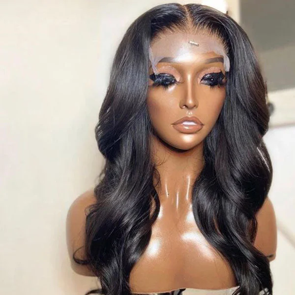Body Wave Lace Closure Wigs Peruvian Hair Natural Hairline