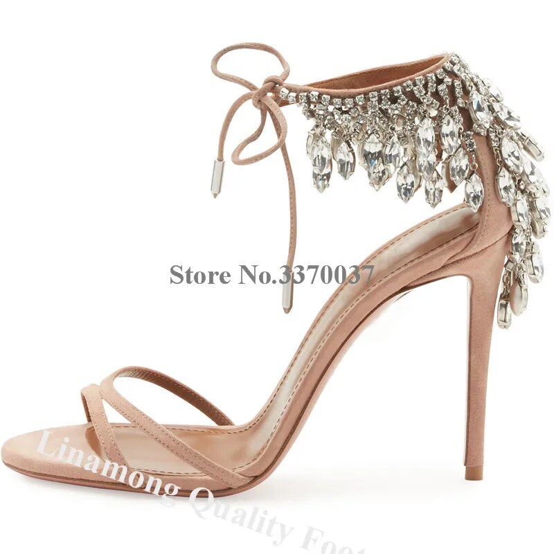 VCSHOES Bling Bling Rhinestone Cover Stiletto Heel Gladiator Sandals Shining Strappy Crystal High Heel Sandals Wedding Heels