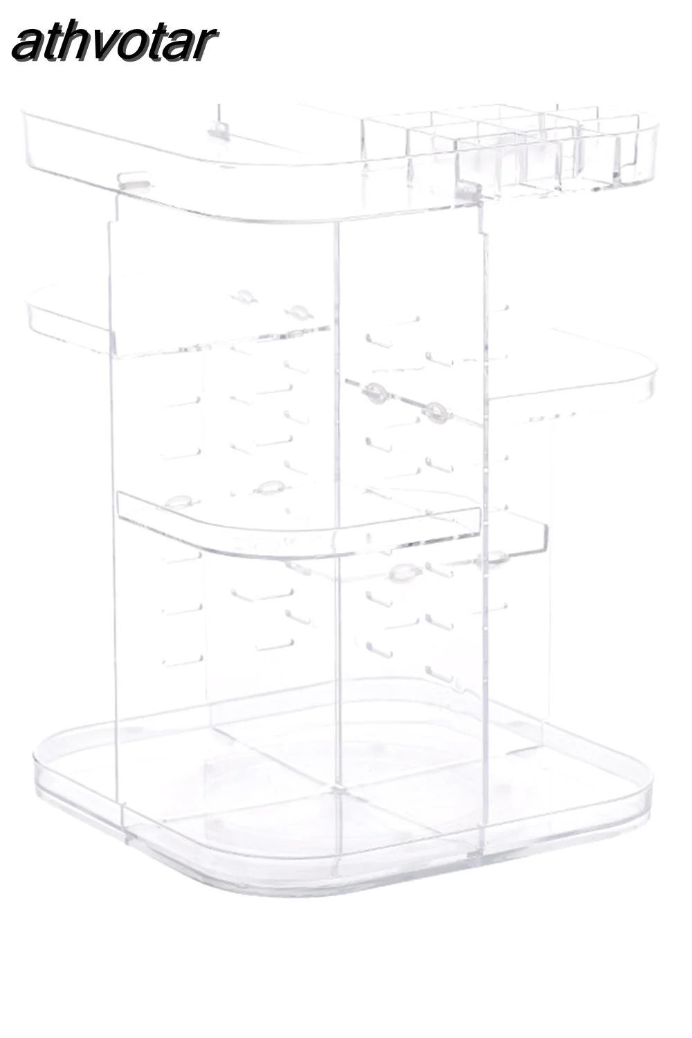 athvotar Degree Rotating Cosmetic Storage Box Make-up Organizer Lipstick Holder Transparent Crystal Display Stand Large Capacity
