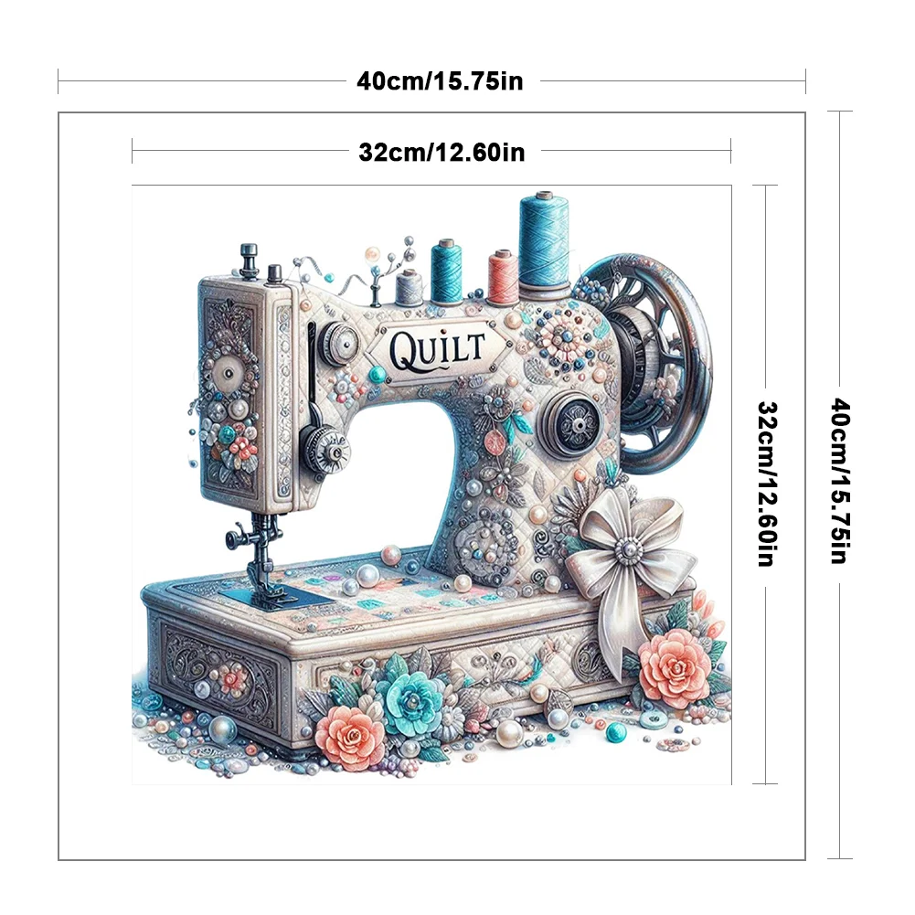 14CT Full Stamped Cross Stitch - Sewing Machine(Canvas|40*40CM)