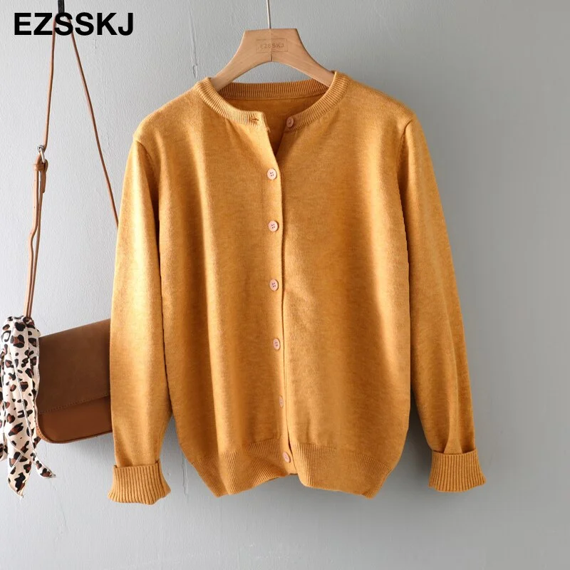 spring autumn cashmere short knit o-neck cardigans Women casual loose button Cardigans spring coat Outwear female basic jacket