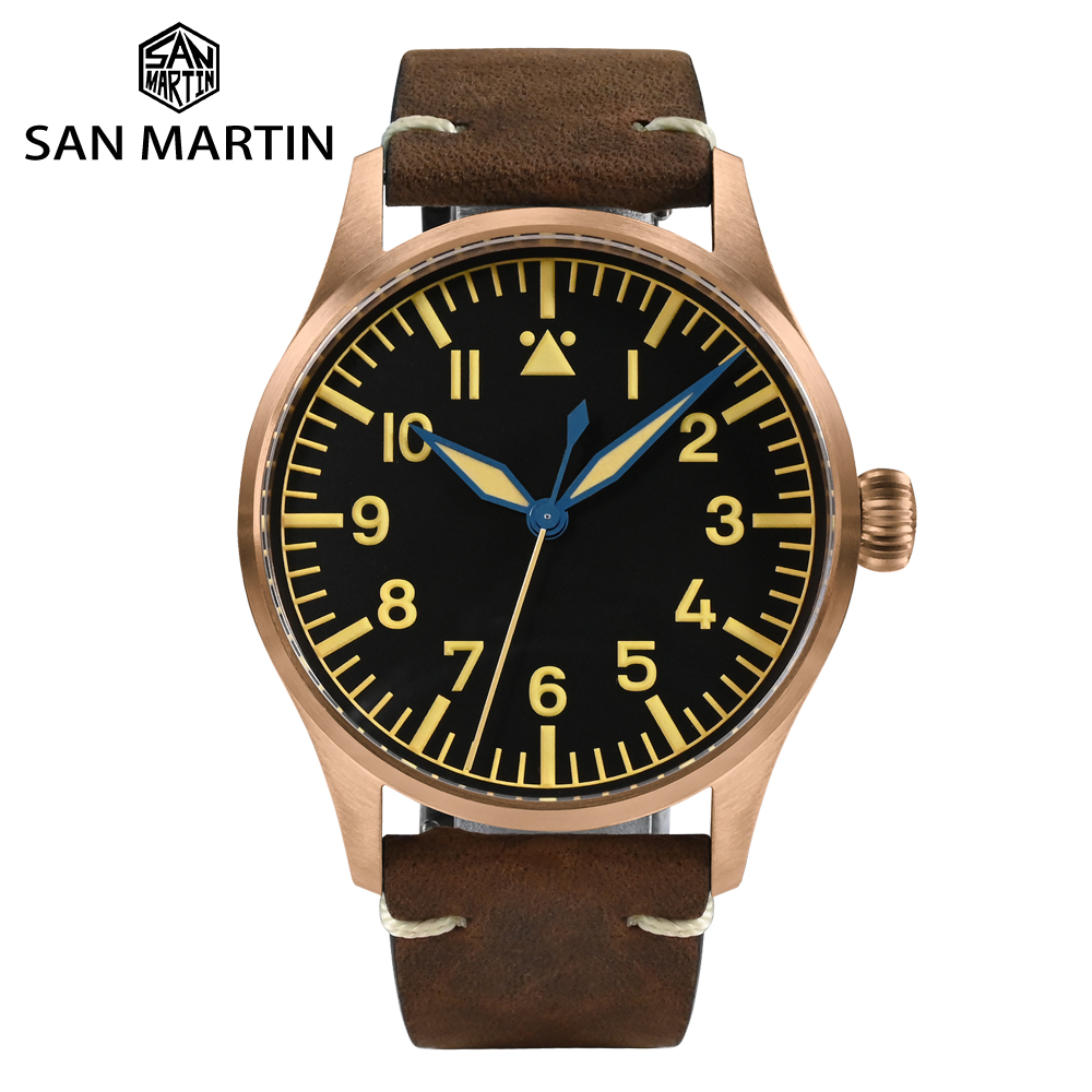 San Martin 41mm Cusn8 Bronze Pilot Watch SN0117-Q from the official product page