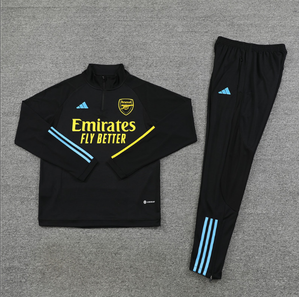 23/24 Arsenal Half-Pull Black Training Suit Jersey Set