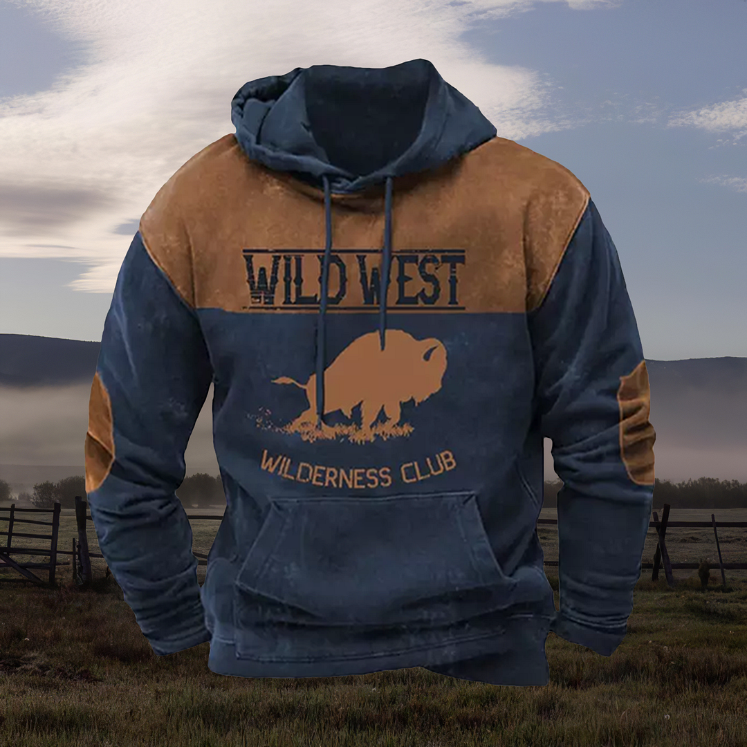 Western Style Cow Consumption Letter Print Vintage Hoodie