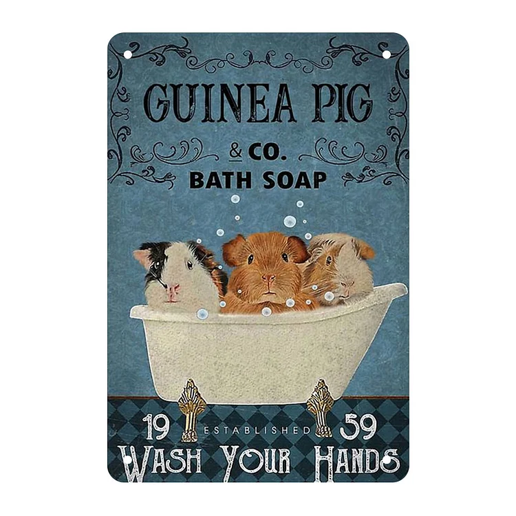 Guinea Pig Co Bath Soap - Vintage Tin Signs/Wooden Signs - 7.9x11.8in & 11.8x15.7in
