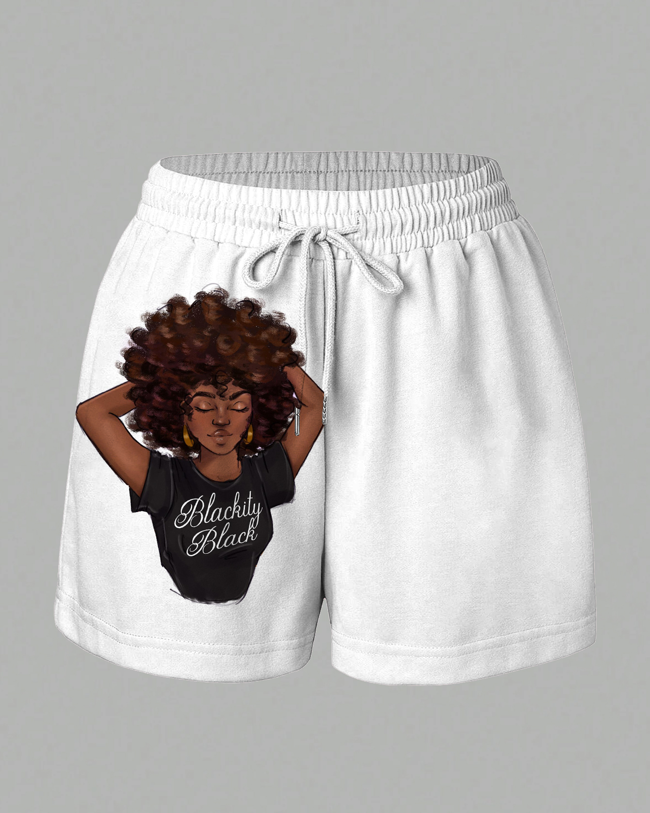100% Cotton Black Afro Woman Summer Sweat Shorts