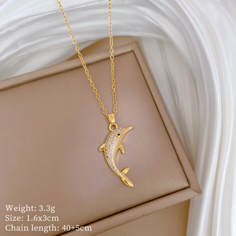 Copper Micro-Inlaid Necklace For Women Copper Micro-Inlaid Real Gold Electroplating Simple Ins Exquisite Clavicle Chain Neck Chain