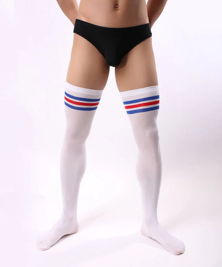 Men's Striped Stockings - White