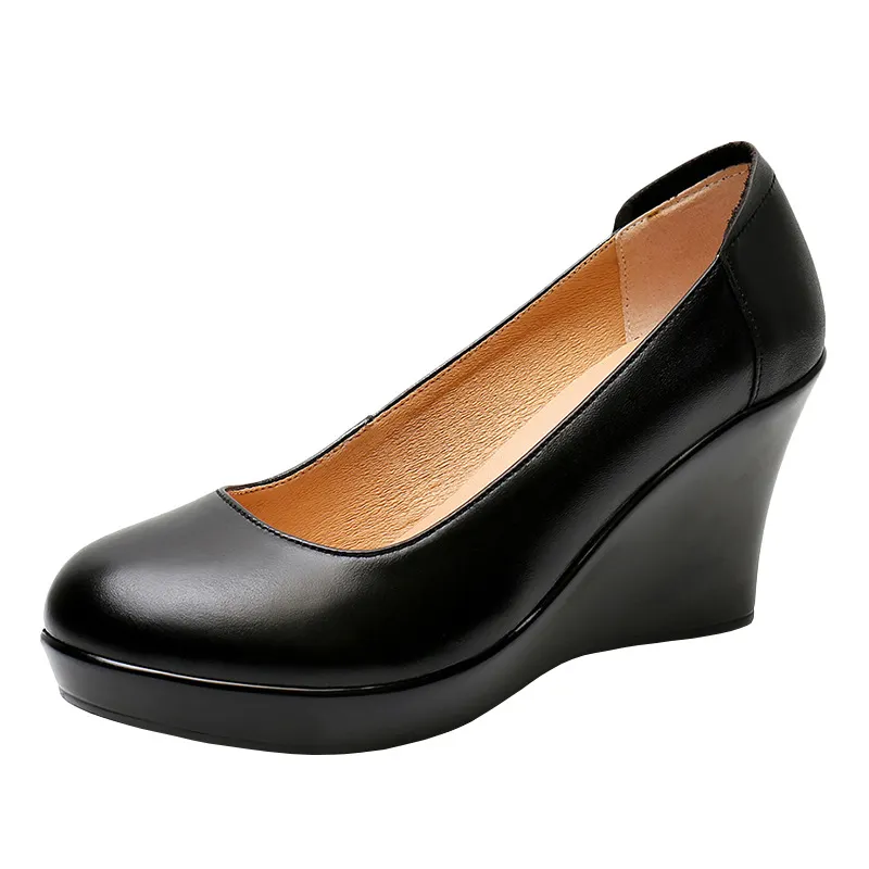 Breakj Breakj Round Head Pedal Women's Shoes With High Heel Heel Singles Thick-Sed Waterproof Table Is Installed In The Work Of Shallow-Mouthed Shoes