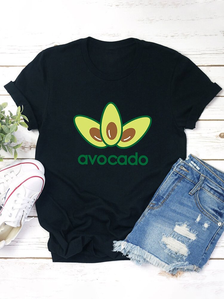 Letters Cartoon Printed Short Sleeve O neck T Shirt For Women P1654859