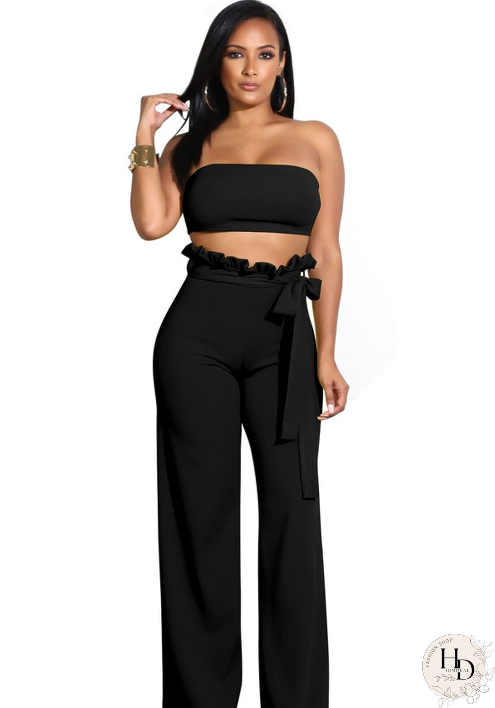 Green Army Plain Low Waist Two-piece suit