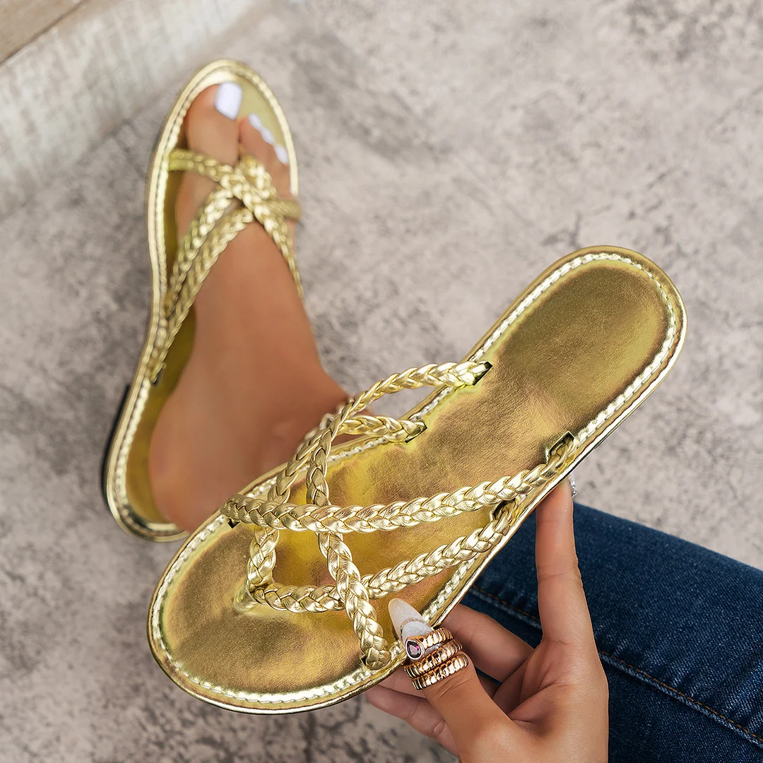 Tanguoant Tanguoant Slippers Female 2024 Summer New Clip Toe Solid Color Casual Wear Beach Sandals