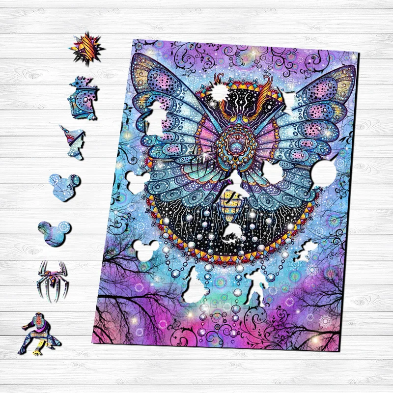 Jeffpuzzle™-JEFFPUZZLE™ Trippy Moth Wooden Puzzle