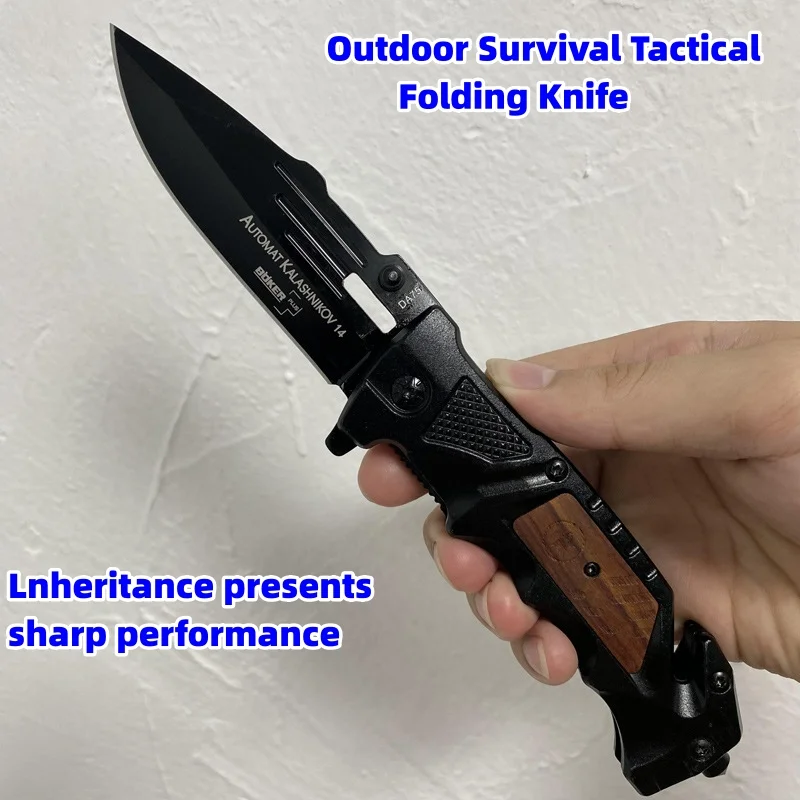 Outdoor folding knife high hardness and sharp camping portable emergency multi-function knife