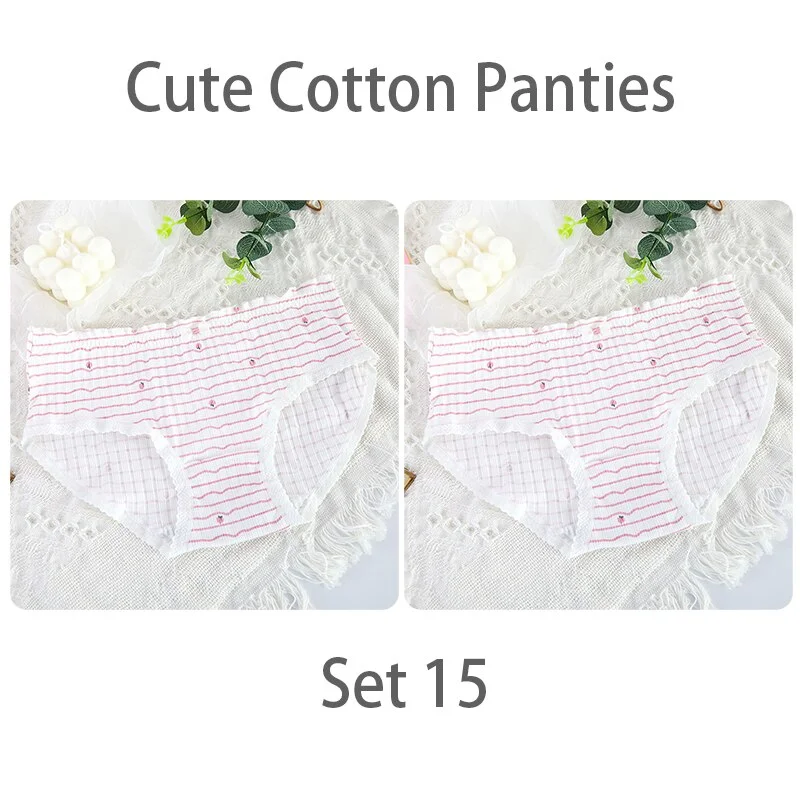 FINETOO Women's Sexy Lace Thongs G-string Underwear Cute Panties Briefs For Ladies T-back lingerie Cartoon Girls Pink Panty