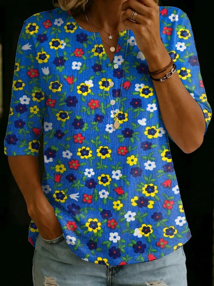 Fun Little Flower Decorative Patterns Polo Collar Shirt