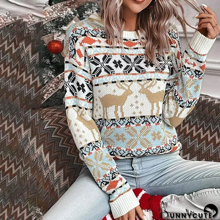 Groovy Print Round Neck Sweater