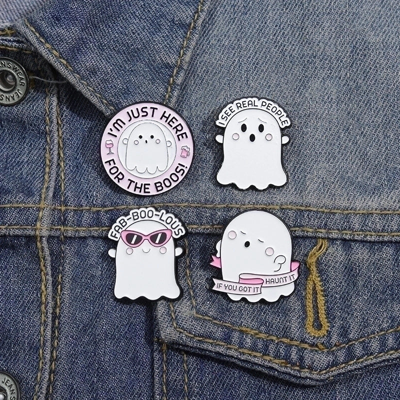 Cartoon Style Funny Cowboy Style Letter Ghost Alloy Stamping Stoving Varnish Plating Unisex Badge Brooches Collar Pin